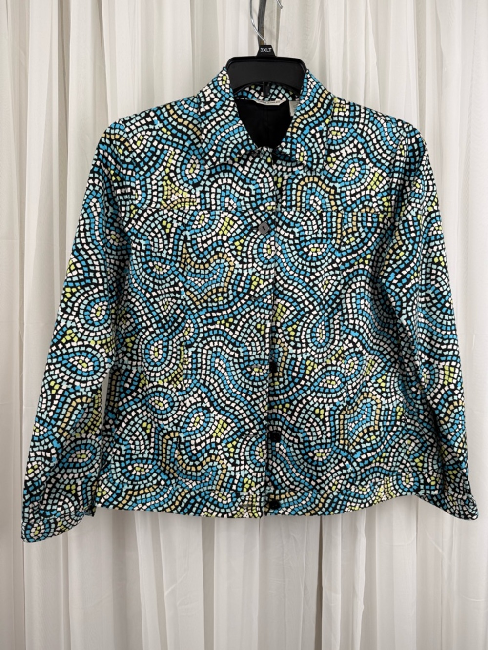 Laura Ashley Small Mosaic Print Jacket Cotton Stretch Button Front